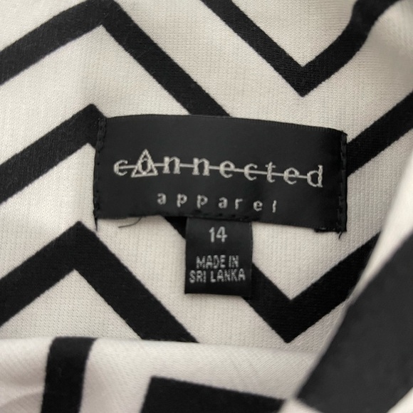 Connected Apparel size 14 chevron print with cap sleeves in black/white dress - Picture 8 of 8